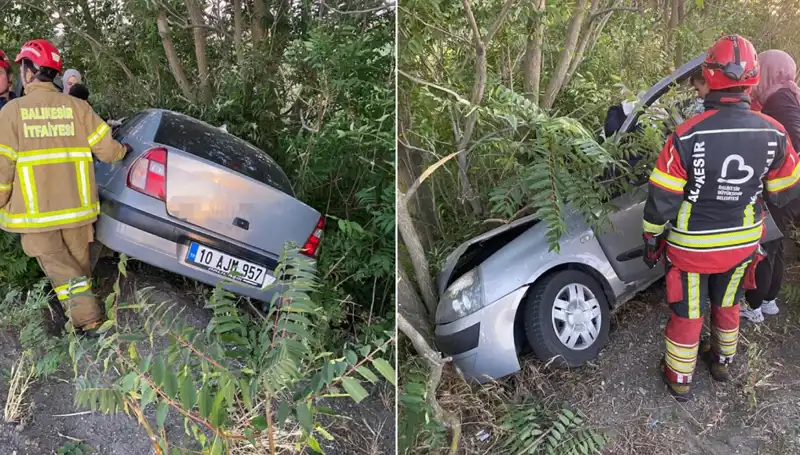 Balıkesir'de Otomobil Şarampole Yuvarlandı: Kaza Sonrası İki Yaralı